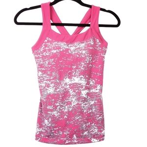 😺 Lucy Powermax Racerback Athletic Tank Top Pink Grey White Athleisure
